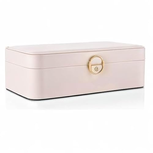Vlando Lockable Jewelry Box,Faux Leather Jewelry Organizer For Women,Medium Jewelry Case Storage With 2 Drawn,Earrings Necklace Boxes Gift Box Packaging White thumb #9