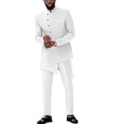 African Suits for Men Slim Fit Jacket and Pants 2 Piece Outfits Dashiki Blazer Wedding Attire Nig...