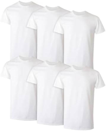 A confident man wearing a white Hanes Stay-Tucked undershirt under a button-up shirt.