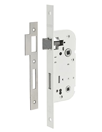 THIRARD - Serrure encastrable à condamnation pour salle de bain et toilette, bouts carrés, axe 40mm, blanc