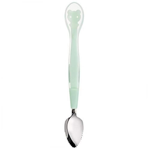 CIMAXIC 1Pc Silicone Double Ended Spoon for and Tableware for Boy Girl for Puree and Fruit Scraping Adorable Design Suitable for High Temperature Use
