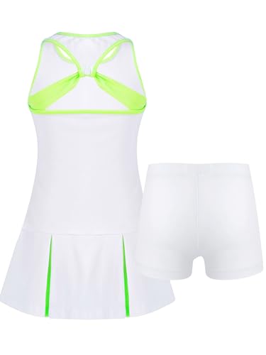 Kaerm Kids Girls Golf Tennis Dress with Shorts Underpants Outfits Solid Color Sleeveless Sports Dress Workout Outfits2