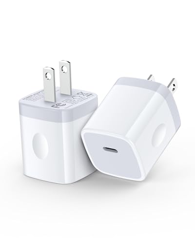 Samsung Galaxy S24 USB C Fast Charger Block, 2Pack 20W PD3.0 Apple Wall Plug Charging Cube, 5V 3A USBC Power Adapter for iPhone 15 Pro Max Plus 14 13 12 SE X, Google Pixel, Samsung, iPad Pro Air, LG