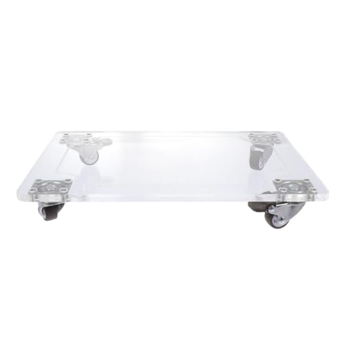 Mikikit Flower Pot Tray Square Acrylic Transparent with Wheels 11.79