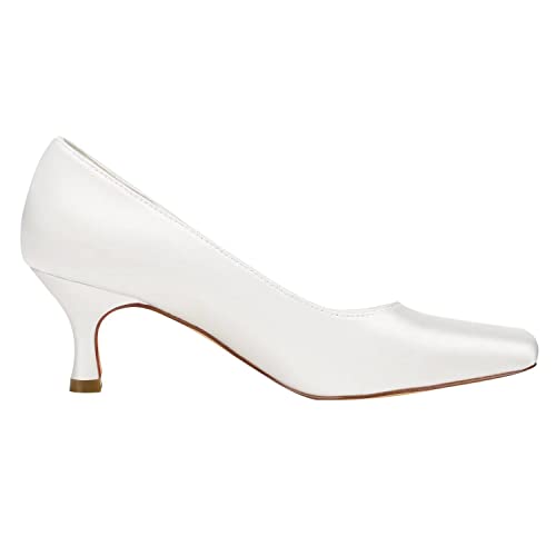 Emily Bridal Ivory Bridal Shoes Kitten Heel Pumps Square Toe Slip-on Wedding Shoes3