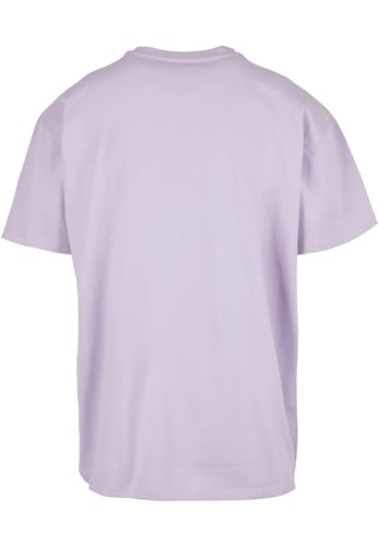 URBAN CLASSICS Camiseta básica de manga corta, cuello redondo normal, de algodón grueso, largo normal, oversized, de hombre, moderna, color lila, talla S