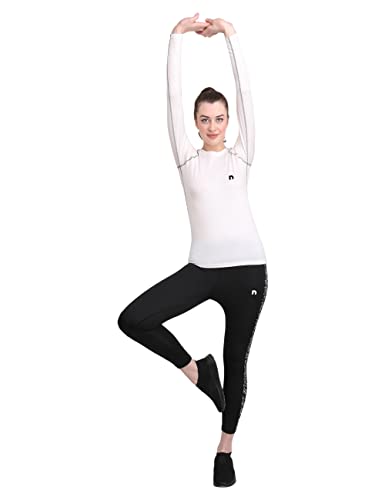 Image of NEVER LOSE Women Compression T-Shirt Top Plain Athletic Fit Multi Sports Cycling, Cricket, Football, Badminton, Gym