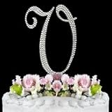 Swarovski Crystal Monogram Wedding Cake Topper Letter V