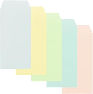 カラー封筒 5色 50枚 現金封筒サイズ 95x185mm 無地封筒