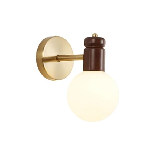 Apliques de Pared Modernos, lámparas de Pared Vintage de Madera Maciza con Globo de Cristal, Estilo Retro de Granja, lámpara de Nogal, lámpara de Metal Antigua, lámpara de Pared pa