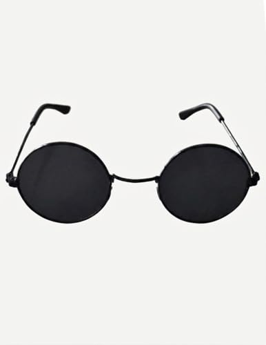 Image of BookMyCostume Kids Round Black Sunglasses - Circular Sunshades for Boys and Girls - Fashion Summer Outdoor Eyewear Accessory for Birthday, Photo Shoots, and Fancy Dress | Aged 2 to 8 Years