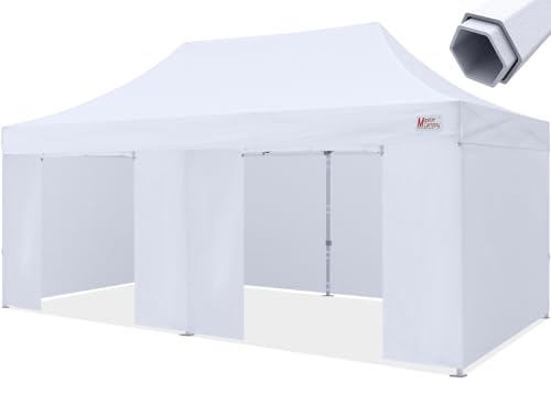 Image of MASTERCANOPY 10x20 Premium Heavy Duty Pop Up Commercial Instant Canopy with Sidewalls(10x20 White)
