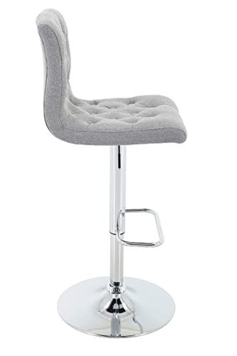 Brage Living Tufted Fabric Bar Stool, Adjustable Swivel Counter Height Barstool With Back, Upholstered Armless Airlift Bar Chair For Kitchen Dining Cafe (Light Grey) #TOP6