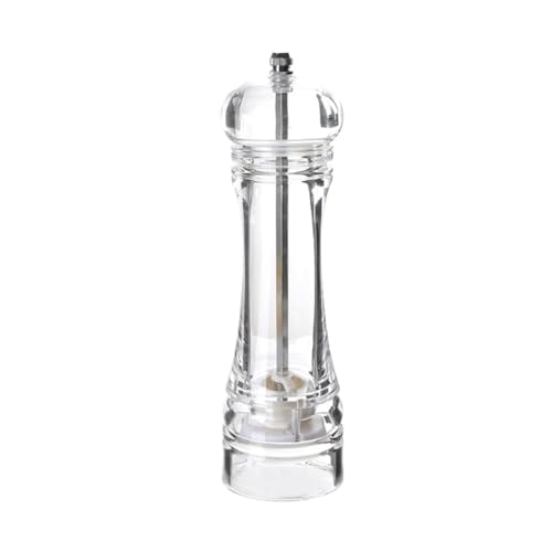 NUOBESTY Molinillo de Pimienta Manual Acrílico Pequeño 14 Cm Ajuste de Grosor para Sal Marina y Especias, Triturador de Pimienta Transparente para Cocina y Comedor