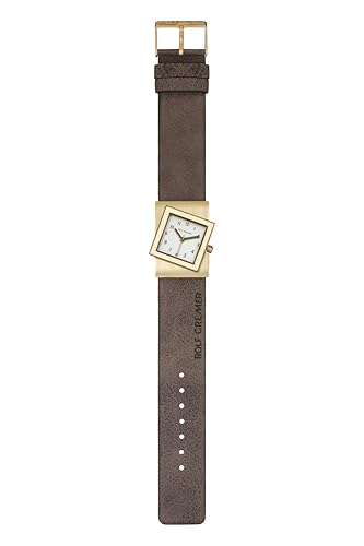 Rolf Cremer | Damenarmbanduhr Turn S 507753 in Grau mit goldenem Edelstahlgehäuse, weißem Ziffernblatt und vergeoldete Zeiger | Dornschließe vergoldet | Wasserresistent