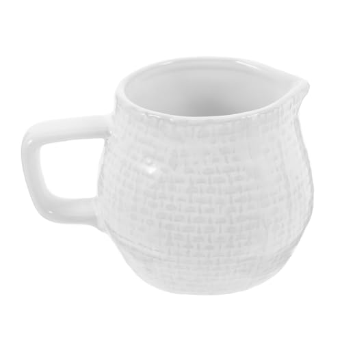 KICHOUSE Mini Milk Container Ceramic Milk Jug with Pump Stylish for Western Restaurants Home