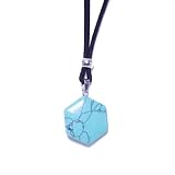 Colgante unisex hecho a mano Collar colgante piedra natural hexágono y zamak bañado en plata. Collar piedra energética, piedra semipreciosa, piedra curativa. Piedra regalo hombre mujer(Turquesa)