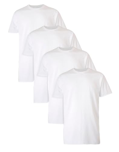 Hanes Mens Ultimate Tall Soft and Breathable Crewneck Undershirt 4-Pack, 2XT White