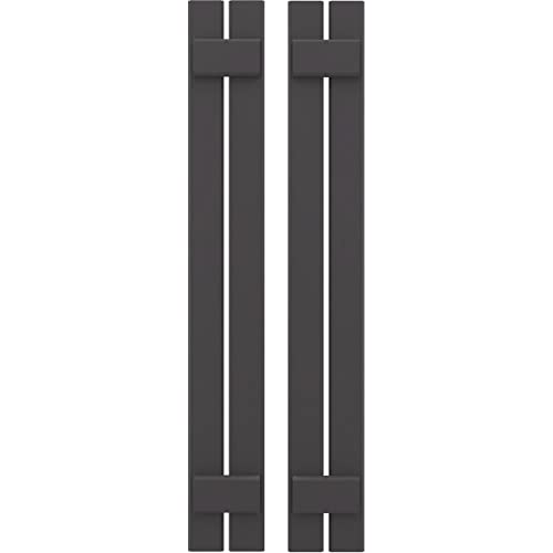 Ekena Millwork ARW101SB207X80SMH Americraft Two 2 Exterior Real Wood Spaced Board-n-Batten Shutters (Per Pair), 7 1/2"W x 80"H, Shadow Mountain