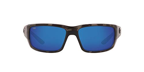 Costa Del Mar Men's Fantail Polarized Rectangular Sunglasses, Ocearch Matte Tiger Shark/Grey Blue Mirrored Polarized-580G, 59 mm