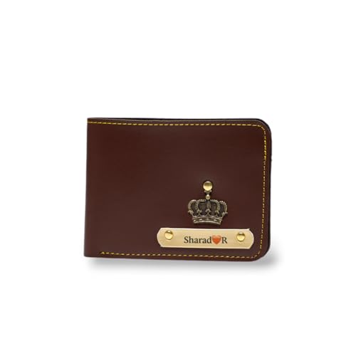 Image of Thebaegift Men's Personalized Wallet I Customized Slim Stylish Leather Purse with Name & Charm I Unique Birthday Anniversary Gift for Men Boy Love Husband Employees Clients (Brown Vegan)
