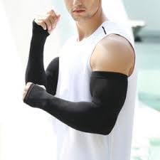 Image of Black Arm Sleeves for Men Hand Gloves for Men Skinny fit With Thumb Hole Stretchable Hand Sleeves Arm Sleeves for Men & women