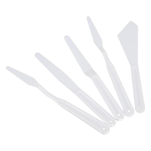 Set di 5 spatole in plastica, per artisti e pittori, coltello da pittura, spatola da pittura, strumento per pittura, pittura acrilica, colori tempera, pittura a olio