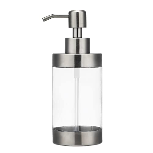 SISVIV 350ML Distributeurs de Savon Lotion Liquide Acier Inoxydable 304 Gel Douche Shampooing Huile pour Salle de Bain Cuisine Distributeur Liquide Vaisselle, Transparence Cover