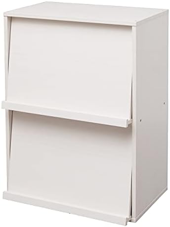 Iris Ohyama, Storage Unit with 3 Folding Doors / Wooden Cabinet / Flap Rack / Storage Cabinet, Adjustable Shelf Height 3.2 cm, Office, Living Room, Kitchen - Flap Rack - CHR-3 - Brown