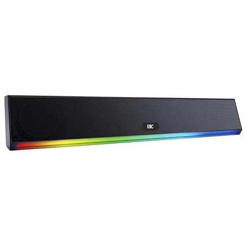 Image of UIC 30W Bluetooth Soundbar with 52mm Dual Drivers with Extreme Bass | RGB Lights | Bluetooth 5.3, Aux, Tf Card & USB Connectivity (Black) (UIC-SB-2203)