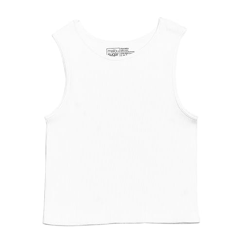 Little Girls Crop Tank Tops Basic Ribbed Sleeveless Fun Top Summer Exercise Yoga Gym Shirts Fits Ages 4-64