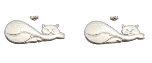 Boucles d'oreilles chat argent 925 anti-allergie clous confort