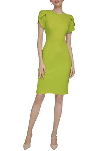 Image of Calvin Klein Tulip Sleeve Floral Sheath