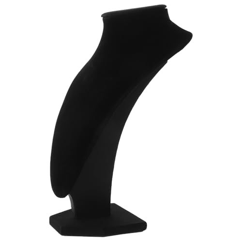Angoily Présentoir Buste Mannequin pour Colliers et Bijoux Velours Noir Organisateur Élégant pour Exposition et Vente Support pour Accessoires de Mode