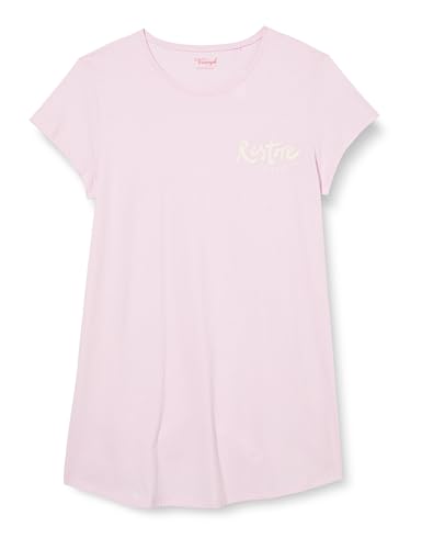 Image of Triumph Nightdresses NDK Women's Sustainable Cotton Nightdress Printed Short Sleeve Jersey Sleepwear Comfortable Loose Fit Knee Length Loungewear Round Neck Slipon Pack of 1