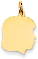 Engravable Girl Head Charm in 14K Yellow Gold
