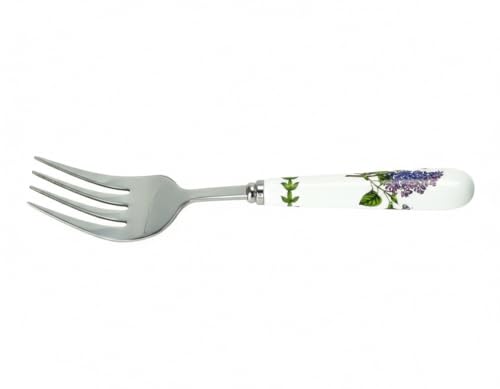 Portmeirion Botanic Garden 9" Pastry Fork - Assorted Floral Motifs, Stainless Steel with Porcelain Handles, Chip-Resistant Glaze - Elegant Tableware for Sunday Brunch or Afternoon Tea