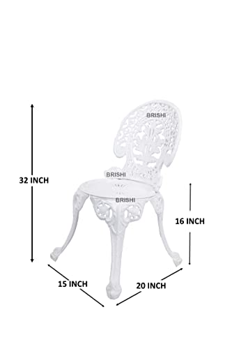 Image of BRISHI Cast Aluminium Garden Patio Seating Chair and Table Set for Balcony Outdoor Furniture with 1 Table and 4 Chair Set (White)