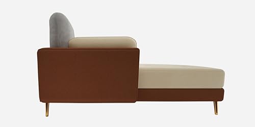 Image of Black Wood Modern Velvet RHS Sectional Sofa (3 + Lounger) with Extra Luxury Comfort for Bedroom, Living Room, Dining Room, Drawing Room, Home Office in Bug Resistant Wood Structure