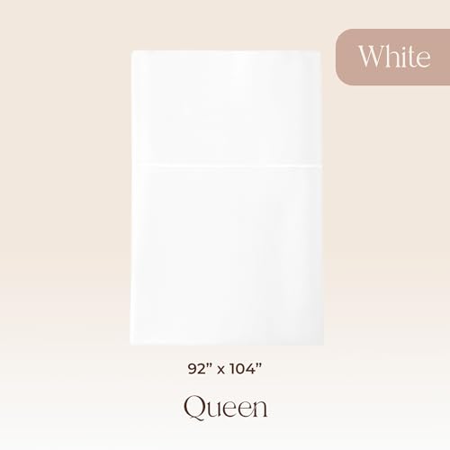 Image of Certified Organic Queen Flat Sheet Only - 100% Organic Cotton Top Sheet with Luxurious Soft and Breathable 300 Thread Count Sateen Weave Finish - GOTS & Fairtrade Certified (White, Queen)
