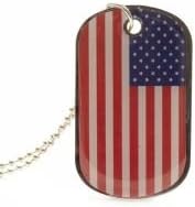 USA United States Stars & Stripes Country Flag Dog Tag Metal Necklace with 14 Inch Chain ... New