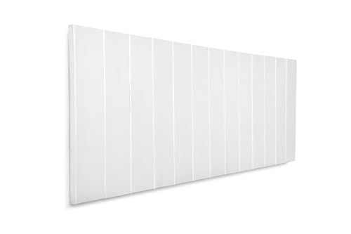 SUENOSZZZ-ESPECIALISTAS DEL DESCANSO Cabecero de Cama de Madera ANETO Color Blanco para Pared. Cabecero de Tablas Verticales. Estilo Vintage, para Camas de 90 y 105