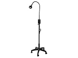 QUIRUMED Lampe für Kleinchirurgie mit LED-Licht, mit Rollsockel, Untersuchungslampe, flexiblem Arm, einstellbarer Intensität, einstellbarer Höhe, 6 LEDs, Farbe Schwarz