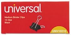 (3 Pack Value Bundle) UNV10210 Medium Binder Clips, Steel Wire, 5/8" Cap., 1-1/4" Wide, Black/Silver