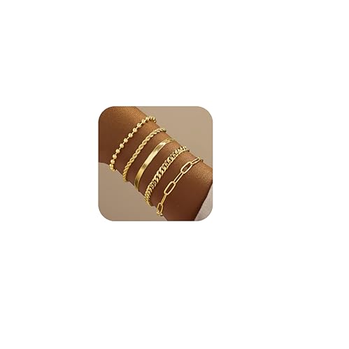 Gold Bracelets for Women,Dainty Bracelets Set for Women Trendy, Gold Bracelets Stack With Beaded, Cuban, Paperclip, Heart, Snake, Rope, Pearl, Cross, Hand Chain, Silver Jewelry Gifts for Women Christmas
