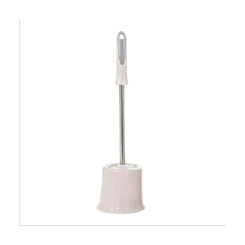 Stainless Steel Toilet Brush Set with Holder - Portable Bathroom Accessories, Plastic Brush & Apricot Color Design for Modern Toilets