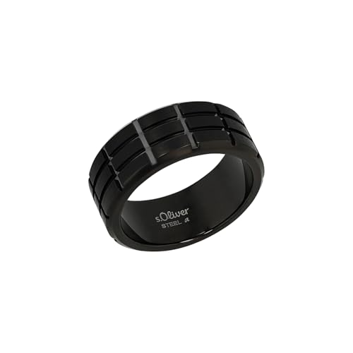 Bague acier inoxydable homme s.Oliver 2038878 anneau noir chic