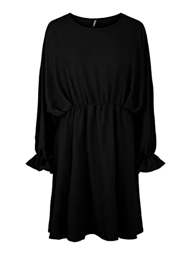 PIECES Pcflore LS o Neck Dress Vestito, Nero, L