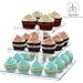 Utenlid Acrylic 3-Tier Square Stacked Party Cake Stand with Borders and Stable Screw-On Pillars - Tiered Cupcake Stand / Cupcake Tower