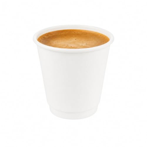 Image of Restaurantware 8-Ounce Disposable Cups, Pack of 500 Double Wall Hot Cups - Lids Sold Separately, Rippled Wall and White Paper Insulation, Ideal for Serving Coffee, Hot Chocolate, Tea, and More